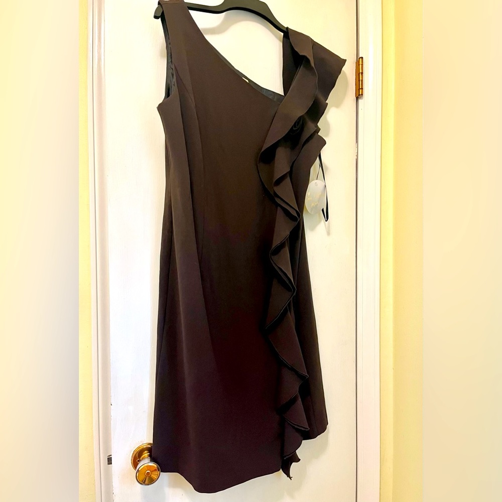 NWT Emma & Michele Solid Brown Sleeveless Ruffle Dress Size 12